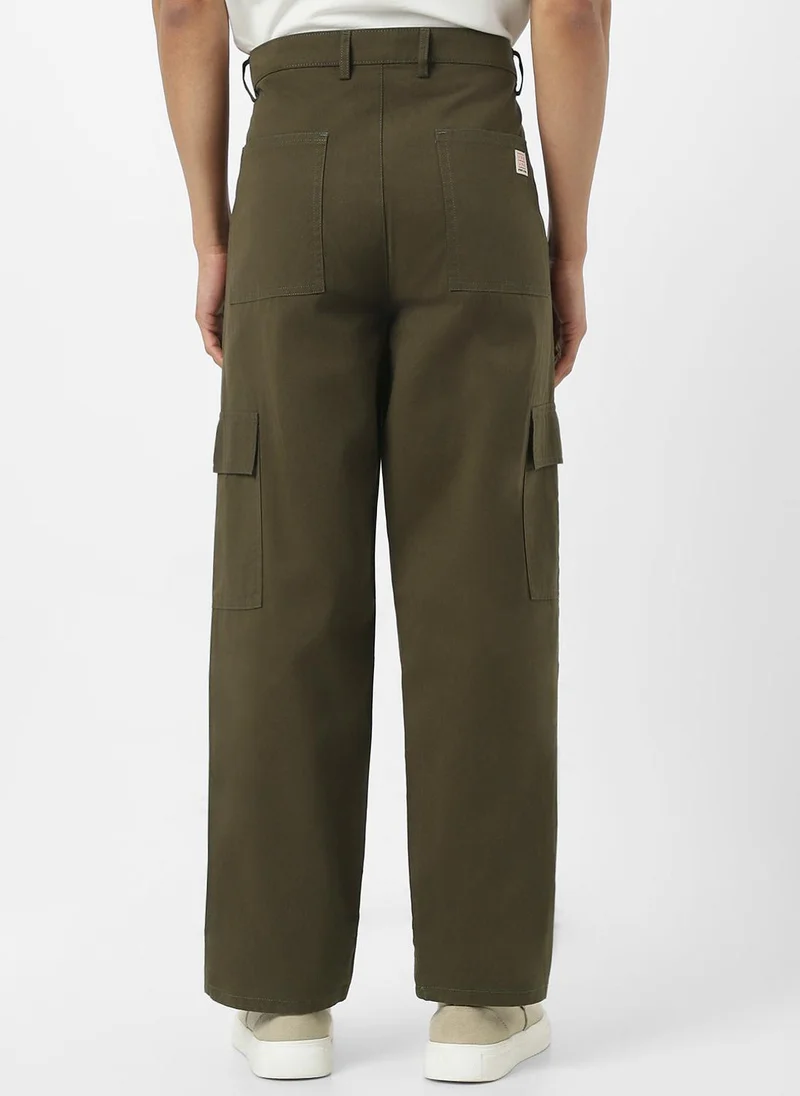 Urbano Fashion  Urbano Fashion Men's Olive Loose Baggy Fit Solid Cargo Chino Pant with 6 Pockets Non-Stretchable for Men | Best Price UAE